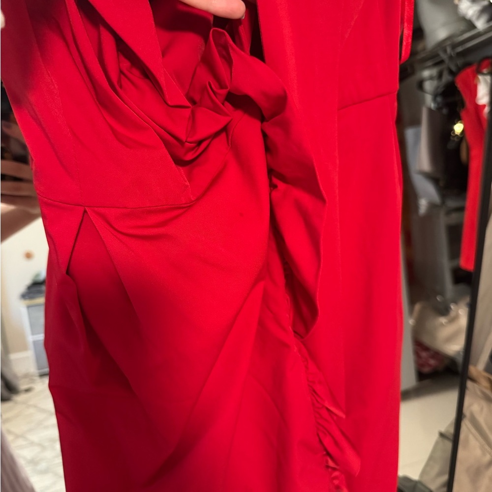 DIANE Von FURSTENBERG Red ruffle belted wrap dress bow tie - Picture 9 of 11